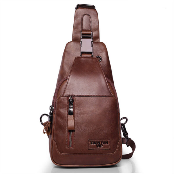 Chest bag men's oil wax pure first layer leather shoulder Messenger bag sports Korean version of the backpack outdoor bag tide - Image 5